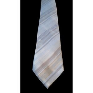 ALFANI Mens Classic Tie Light Blue Stripe 100%‎ Silk Dress Suit Designer Necktie